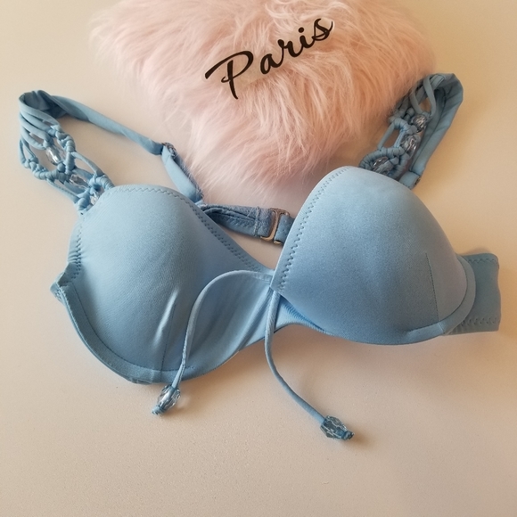 BECCA by Veronica Virtue Baby Blue Bikini Top New Size D - Picture 2 of 12